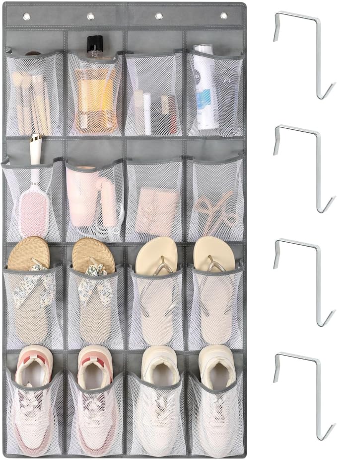 F-color Over the Door Organizer for Cruise - 16-Pocket Hanging Organizer | Tool-Free Mount with 4 Metal Hooks, See-Through Mesh Pockets, Lightweight & Foldable, Space-Saving for Travel and Daily Use