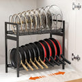 Housolution 2 Tier Expandable Pot and Pan Lid Organizer Holder Rack | 12"-20" Expandable, Adjustable Dividers, 2 DIY Methods for Flexible Storage