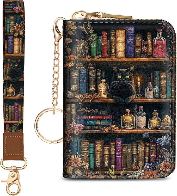 Blusabaca Women Credit Card Holder, Small RFID Wallet with Wristlet Strap | Removable Keychain, Case with Zipper, Vegan PU Leather, Cash Coin Pocket, Business Accordion Purse, Ladies Female Gift