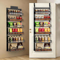 6 Tier Pantry Door Organizer Spice Rack, 2-IN-1 Wall Mount or Hanging Over Door Seasoning Organizer with Adjustable Baskets, Heavy Duty Behind Door Storage Shelves for Pantry, Cabinet and Kitchen