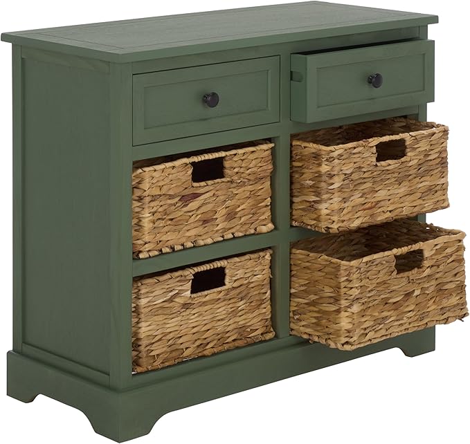 SAFAVIEH Home Collection – Herman Storage Unit, 2-Drawer 4-Basket Mixed-Material Organizer, Fully Assembled (AMH5702L)