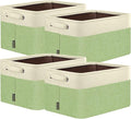 BALEINE 4 Pack Fabric Closet Storage Bins for Shelves, Linen Closet Organizers and Storage, Decorative Baskets for Organizing, Shelf, Clothes, Home, Office (Green, 15''x11''x9.5'')
