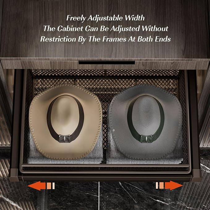 Pull Out Drawer Organizer Containers,Aluminum Alloy Stackable Shelf Baskets Organizer,Stackable Storage Bins,for Office Bathroom Bedroom(Save Space)(Gray,25.98-29.92in)
