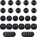 Beadnova Cable Clips Cord Organizer Cable Management Wire Cord Holder 24 Pack Adhesive Cord Holder for Car, Power Cords, Charging Accessory Cables, PC, Office (Black,1 Slots, 2 Slots, 3 Slots,5 Slots)
