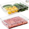 vacane 2 Pack Deli Meat Container for Fridge, Bacon Container with Lids for Refrigerator Fruit, Cold Cuts, Cheese Keeper Marinade Tray, Stackable Freezer Storage Containers