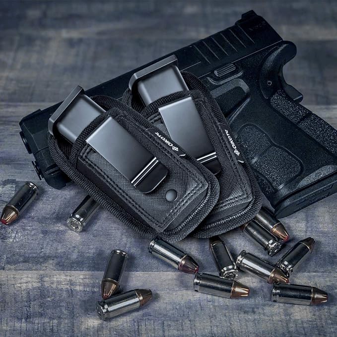 2 Pack Universal Magazine IWB Pouch Concealed Carry 9mm .40 .45 .380 .357, Mag Holster for S&W M&P Sig Sauer Ruger Glock, Handgun Ammo Gun Ammunition Holsters