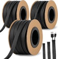 300 Feet 1/4, 1/2, 3/8 Inches Braided Wire Loom Automotive PET Cable Loom | Expandable Braided Sleeving Mesh Wire Sleeve for TV, Computer, Home Theater, Black