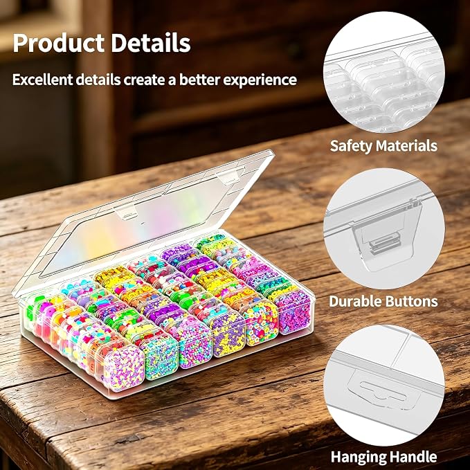 Bead Organizer Box, 61pcs Clear Plastic Storage Containers Set, Large Capacity Small Bead Organizers and Storage Cases with Labels, for Jewelry, Crafts, Diamonds Storage