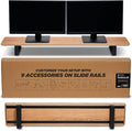 ULTRARM Moodular Wooden Monitor Stand Desk Organizer, Large 45.6" Oak | Customizable Organized Workspace, Aluminum Slide Rails, 10 Add-Ons Sold Separately: Storage Drawer, Tablet, Phone & More