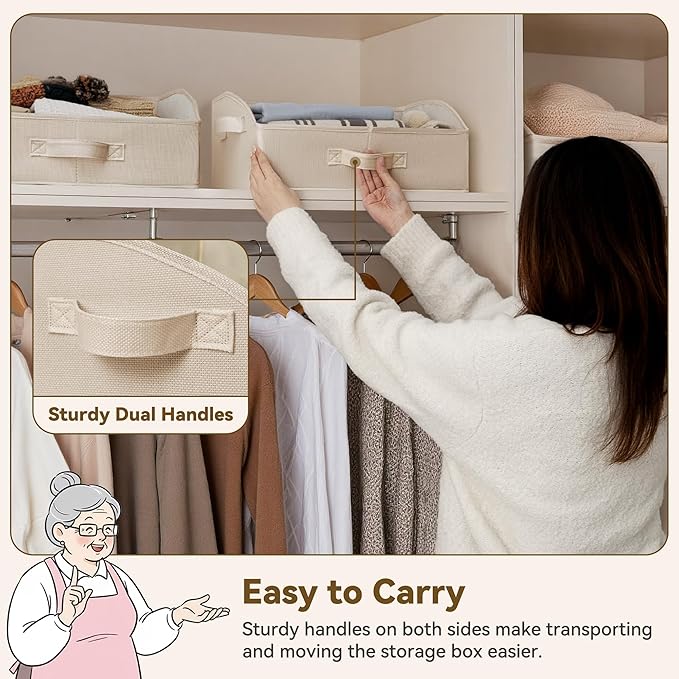 GRANNY SAYS Purse Organizer for Closet, Trapezoid Storage Bins, Closet Organizers and Storage, Decorative Storage Baskets for Shelves, Clothes, Toys, Towels, Khaki, 3-Pack
