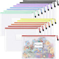 Sooez 14 Pack Mesh Zipper Pouch Bags, A4 Letter Size, Zipper Bags with Label Pocket, Waterproof Bag for Classroom Organizer, School Office Teacher Supplies, Storage Pouches for Board Game Toy Storage
