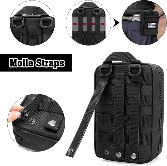 DSLEAF Tactical Pistol Magazine Storage Bag, MOLLE Mag Pouch Hold Up to 10x Most Single/Double Stack Magazines (Patent Design) | Hold Up to 10x Most Single/Double Stack Mags, Lockable Zipper, Lightweight Size and Portable Handle