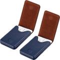 Outus 2 Pcs Business Card Holder, PU Leather Business Card Case Pocket Wallet with Magnetic Shut for Men Women(Blue,Classic)