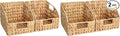 StorageWorks Pantry Baskets for Organizing, Wicker Basket with Built-in Handles, Handwoven Wicker Storage Baskets, Water Hyacinth for Shelves, 4 Pack