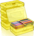Blulu 6 Pack Large Plastic Pencil Case Box Clear Pencil Boxes Bulk Hard Crayon Box Storage with Snap Lids 8.1 x 4.7 x 2.2 Inch Painting Organizer Classroom Stationery School Supplies (Yellow)