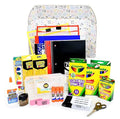 School Supply Boxes | Artistic Case (4 Boxes) | Back to School Essentials Kit for Students & Teachers | Includes Dry Erase Pocket Folders, Coloring Products, & Glue Products