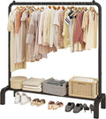 JIUYOTREE Metal Clothing Rack, 43.3 Inches Garment Rack with Bottom Shelf for Hanging Clothes, Coats, Skirts, Shirts, Sweaters, Black