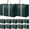 Sadnyy 12 Pack Extra Large Moving Bags Bulk with Carrying Handles & Zipper 32 Gal /120 L Reusable Waterproof Packing Bags Foldable Storage Organizer for Clothes, Bedding, Comforters(Green)