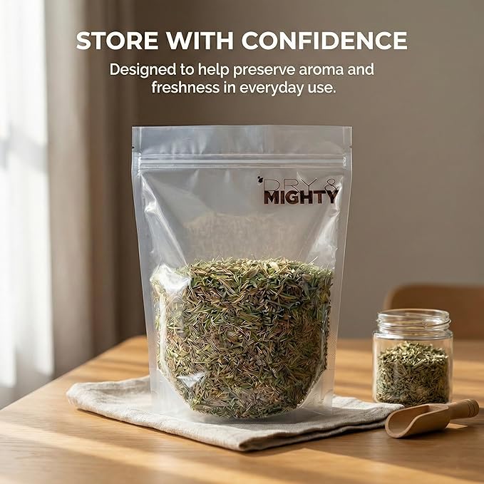 Dry & Mighty Smell Proof Turkey Bag 500 Pack Large 13"x14.5",USA Food Grade, Provides the Perfect Environment for Curing Herbs, Tear-Resistant 1LB Bags, Great for long term herb storage, Bulk