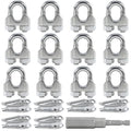 12PCS 3/16 to 1/4 Inches M5 Stainless Steel Wire Rope Clips Cable Clamp,6PCS Thimbles