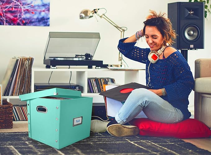 Snap-N-Store Vinyl Record Storage Box - 12" - 1 Pack- Crate Holds up to 75 Vinyl Albums - Mint
