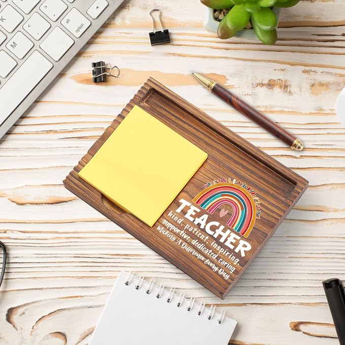 Teacher Gift Sticky Note Holder Appreciation Thank You Gift Wooden Desk Accessory Teacher Appreciation Week TZP170
