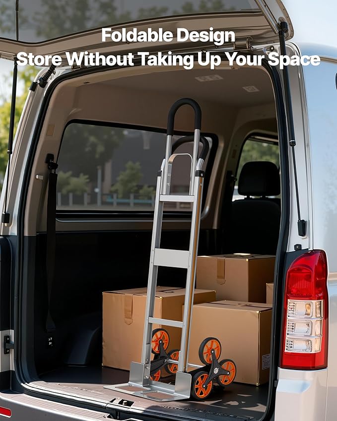 VEVOR 2 in 1 Aluminum Hand Truck 650 lbs, Convertible Hand Truck with 6 Wheels & Dual Handles, Integrated Frame Multipurpose Stair Climber for Home Shopping Moving Warehouse