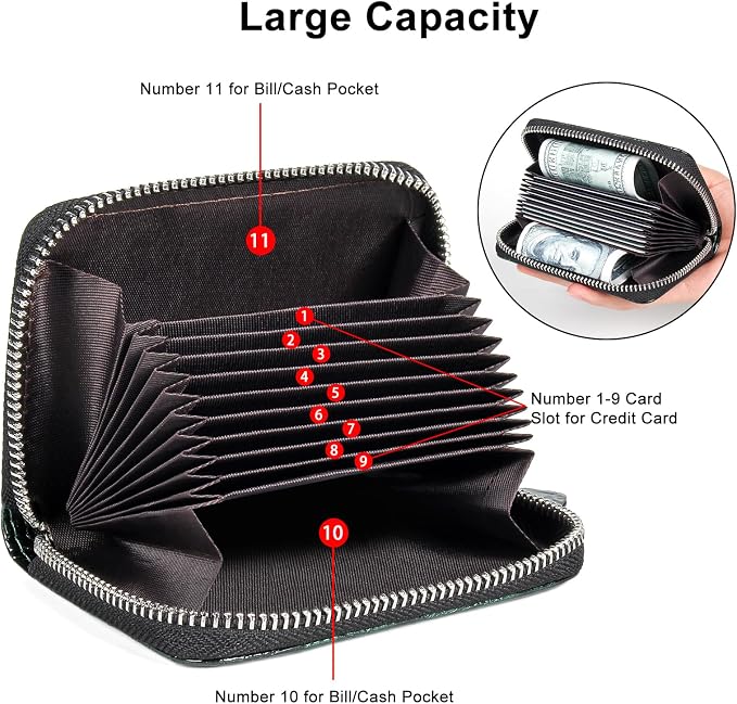 Credit Card Wallet, RFID Card Case Wallet, Zipper Card Cases Holder for Men Women, RFID Blocking, KeyChain Wallet, Compact Size Card Organizer Case for Women