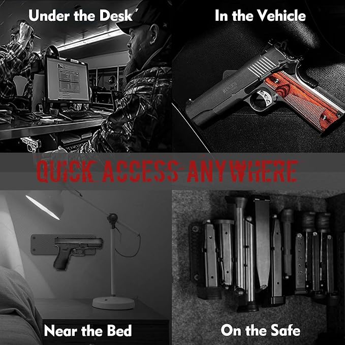 Magnetic Ammunition Holder, Gun Magnet Double Sided,Gun Magazine Storage/Organizer in Shelf, Cabinet, Locker, Vault, Desk,Door, Ammo Gun Safe Accessories Mount for Pistol, Handgun Mags&Clips