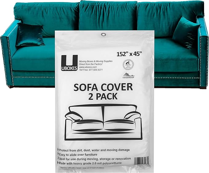 SOFA Moving Covers (2 Pack) - 45" x 152" - Moving & Storage Bags - UBOXES,Water resistant