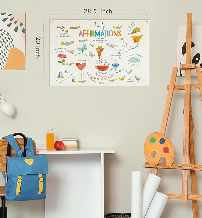 Classroom Wall Flag Decor-Teacher Gift-Inspirational Back to School Wall Banner Decor-Daily Affirmation-Hanging Canvas Banner for Classroom Teacher Office Reading Corner-28.5x20 Inches