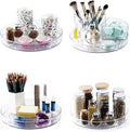 4 Pack Lazy Susan 9.2" Inch Turntable Organizer Pantry Organization and Storage Container Bins Spice Rack Cabinet Rotating Condiment for Pantry Kitchen Vanity Bathroom Jewelry Holder Clear