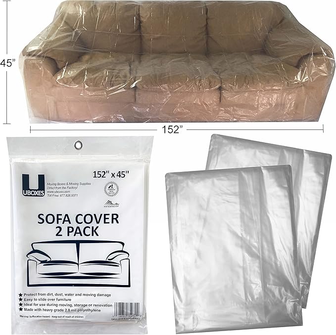 SOFA Moving Covers (2 Pack) - 45" x 152" - Moving & Storage Bags - UBOXES,Water resistant