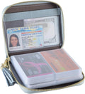 Easyoulife Womens Credit Card Holder Wallet Zip Leather Card Case RFID Blocking (Light Blue)