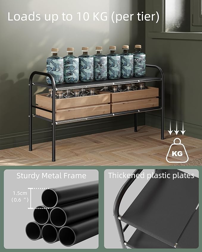 NETEL 2 Pack Under Sink Organizers and Storage,Expandable Under Cabinet Organizer Shelf with 8 Removable Panels,Expandable Shelf for Cupboard,Kitchen,Bathroom,Shoe Storage Rack