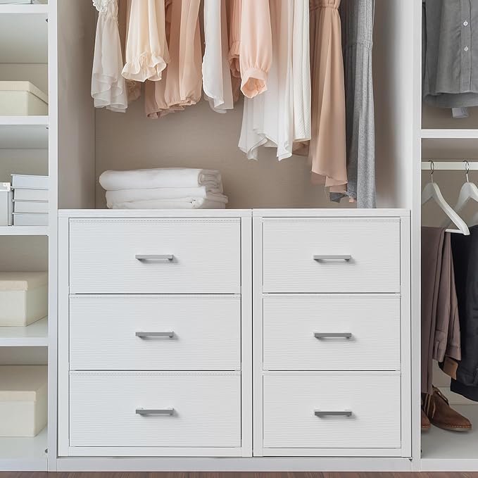 BOLUO Closet Drawers White Fabric 3 Drawer Dresser for Closet Organizers and Storage Bedroom Dorm Modern