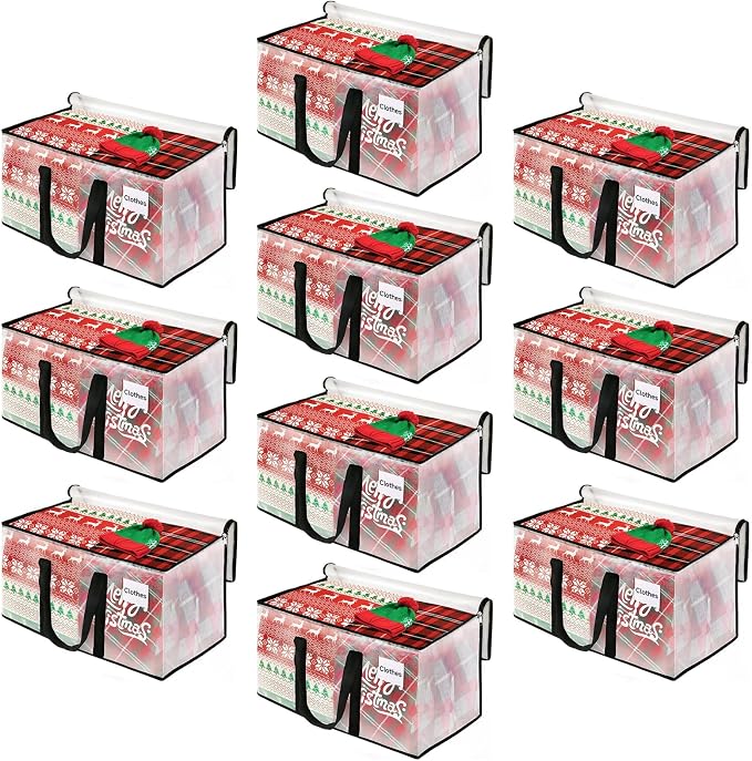 BlissTotes Moving Bags, 125L 10-Pack Storage Bags, Moving Box Heavy Duty Extra Large, Moving Totes with Zipper, Large Packing Bag with Reinforced Handles, Boxes for Packaging Moving