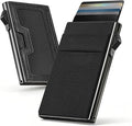 Bauhaus Slim Wallet for Men Pop-Up Card Holder | Ultra-Thin RFID NFC Blocking Automatic Ejector | Lycra Elastic Pocket Holds 7 Cards + ID + AirTag + Cash | Gift for Men Black and Gunmetal