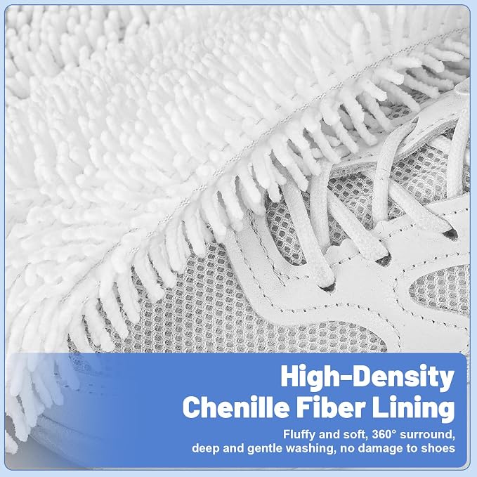 Dntorx 2 PCS Shoe Washing Machine Bags for Washer and Dryer, White + Grey | Reusable Laundry Shoe Bag, Hands Free, Hidden Self-locking Zipper, 360° Deep Cleaning, For Sneakers and All Shoes Types