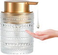 12oz Glass Liquid Soap Dispenser with Gold Pump, Hand Soap Bottles | Clear refillable bottle for bathroom hand soap, liquid, lotion. Cute decorative glass container. Easy to refill and clean
