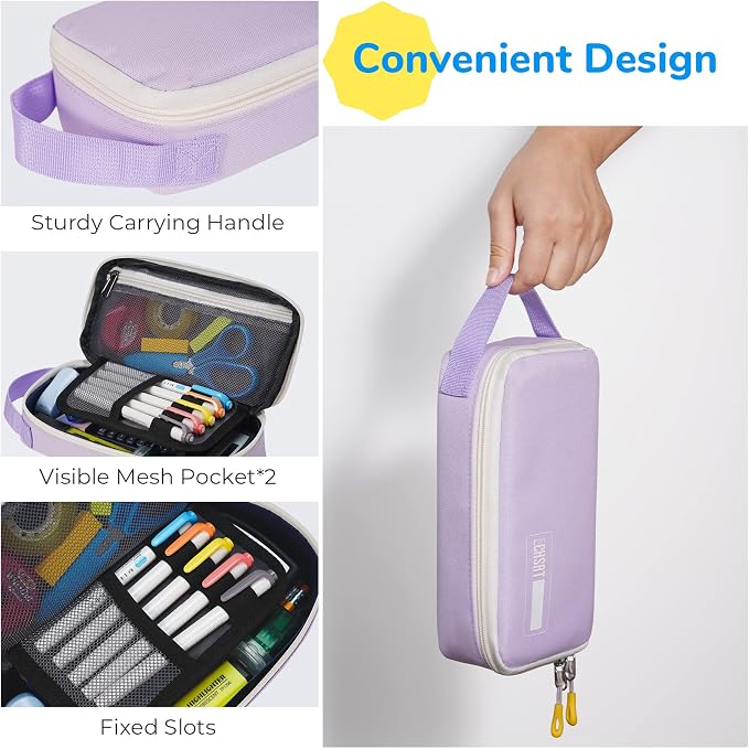 ECHSRT Large Pencil Case, Aesthetic Pen Pouch with Big Capacity, Minimalist Portable Stationery Bag with Handle for Office Organizer Aesthetic Pencil Cases