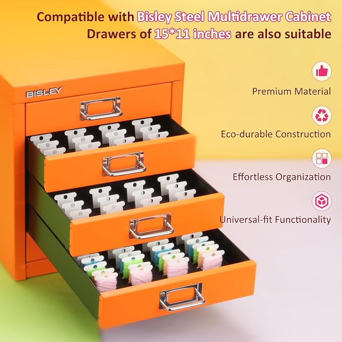 3 Packs DIY-Cut EVA Foam Insert with 300PCs Embroidery Floss Bobbins, Embroidery Floss Organizer for Bisley MultiDrawer Cabinet or 15*11-inch Multi-drawer Cabinet, Cross Stitch Storage, Set of Sewing