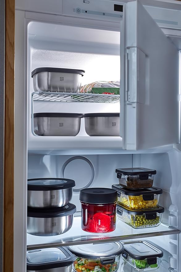 GEFU Provido Food Storage Containers with Lid, Set of 2, Stainless Steel, 400 ml Volume, Microwave-Safe, Ideal as Meal Prep or Storage Box