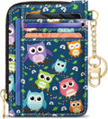 GIANCOMICS Slim Wallet Credit Card Holder Women, Owls Rfid Blocking Small Card Case, Keychain Thin Pocket Curved Zipper Wallet, Travel Card Holder PU Leather ID Window, Ladies Female Gifts
