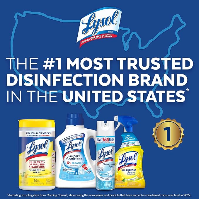 Lysol Disinfectant Spray Bundle, Sanitizing And Antibacterial Spray, For Disinfecting And Deodorizing, contains x2 Lemon and Early Morning Breeze, 19 Fl Oz, Packaging May Vary