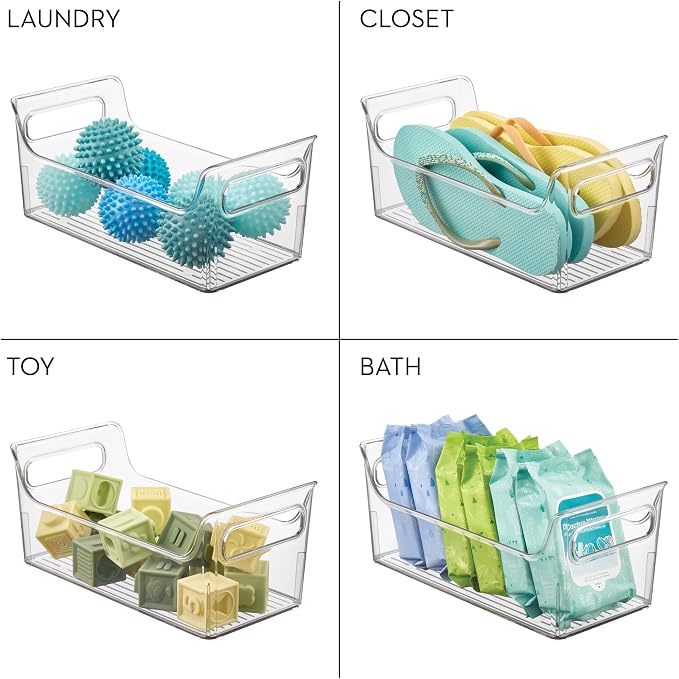 iDesign Plastic Condiment Organizer with Handles, Set of 4, Clear | For Fridge, Made in USA