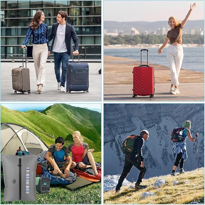 AIDONS Vacuum Travel Bags with Pump - Reusable Vacuum Compression Bags, 420D Reinforced Nylon - Tear Resistant, IP67 Waterproof & Odor-isolating, Space Saver Travel Pack Vacuum Kit (Grey 33L 2PC+Pump)