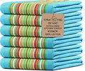 Urban Villa Kitchen Towels Waffle Stripes Dish Towels for Kitchen Azure Color Set of 6 Kitchen Towels Highly Absorbent Cotton Over Sized 20X30 in with Mitered Corners Kitchen Hand Tea Towels