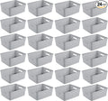 Sterilite 24 Pack Plastic Storage Bin Organization Containers, Short Baskets, Cement