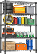 IZEUK 5-Tier Heavy Duty Metal Storage Shelving Unit, Adjustable Steel Wire Rack Shelf Organizer for Garage, Kitchen, Basement, Laundry, Office(Black, 17.7" D x 47.2" W x 72.3" H, 1750 lbs Capacity)